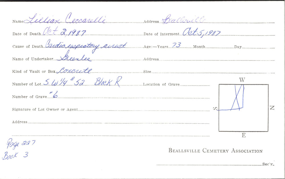 burial card